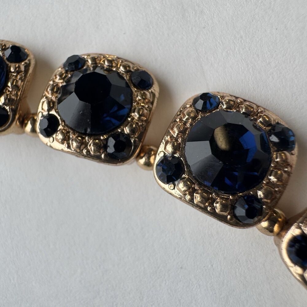 Vintage Necklace Sapphire-like Blue & Black Colored Stones - Picture 6 of 13